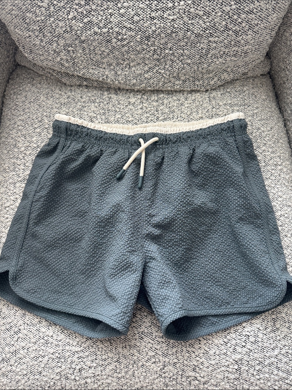 Zara Kids Swim Trunks in blue with cream Drawstring